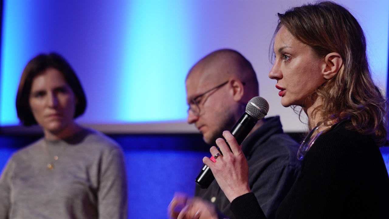 Diana Berh talking at Lviv BookForum